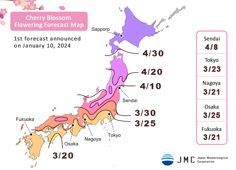 Sakura voorspelling 2024